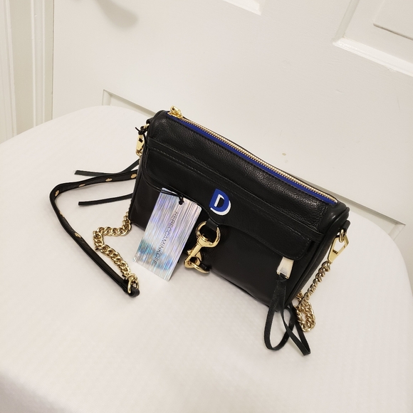 NWT REBECCA MINKOFF Black Mini Mac Monogram "D" Leather Bag Ret. $200 - Picture 8 of 16